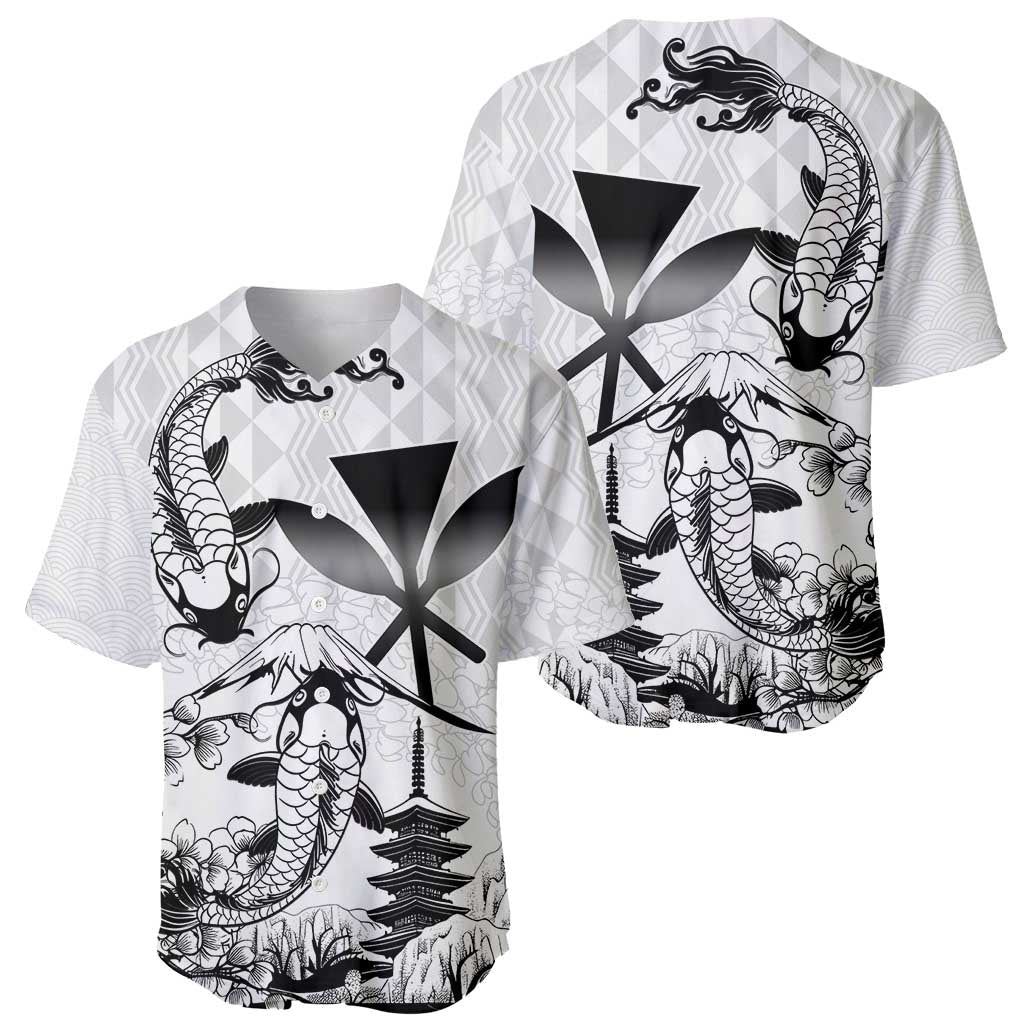 Japan And Hawaii Baseball Jersey Sakura Koi Fish Hawaiian Lei Kanaka - Polynesian Pride