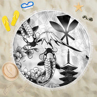 Japan And Hawaii Beach Blanket Sakura Koi Fish Hawaiian Lei Kanaka - Polynesian Pride