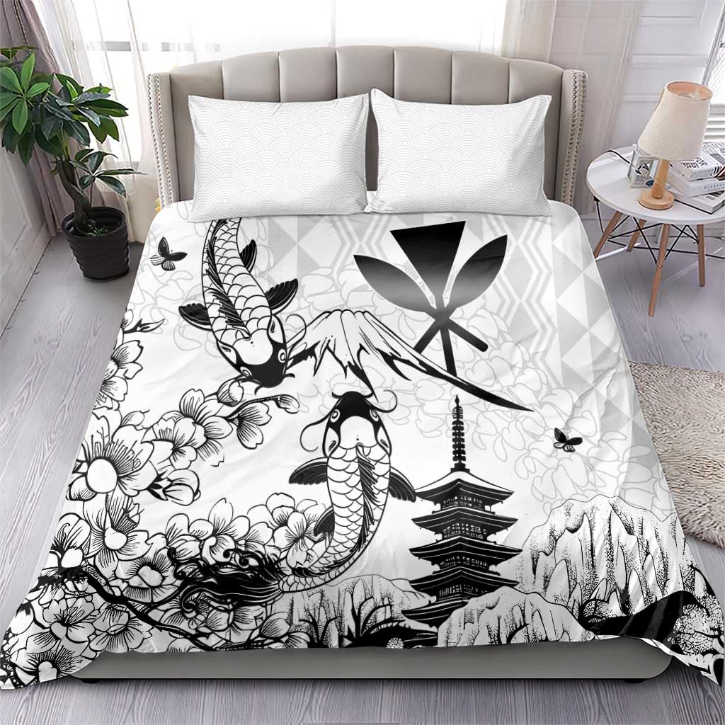 Japan And Hawaii Bedding Set Sakura Koi Fish Hawaiian Lei Kanaka - Polynesian Pride
