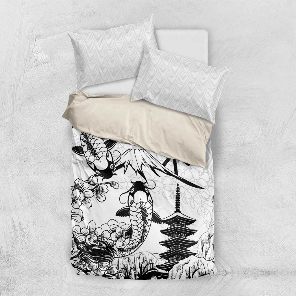 Japan And Hawaii Bedding Set Sakura Koi Fish Hawaiian Lei Kanaka - Polynesian Pride