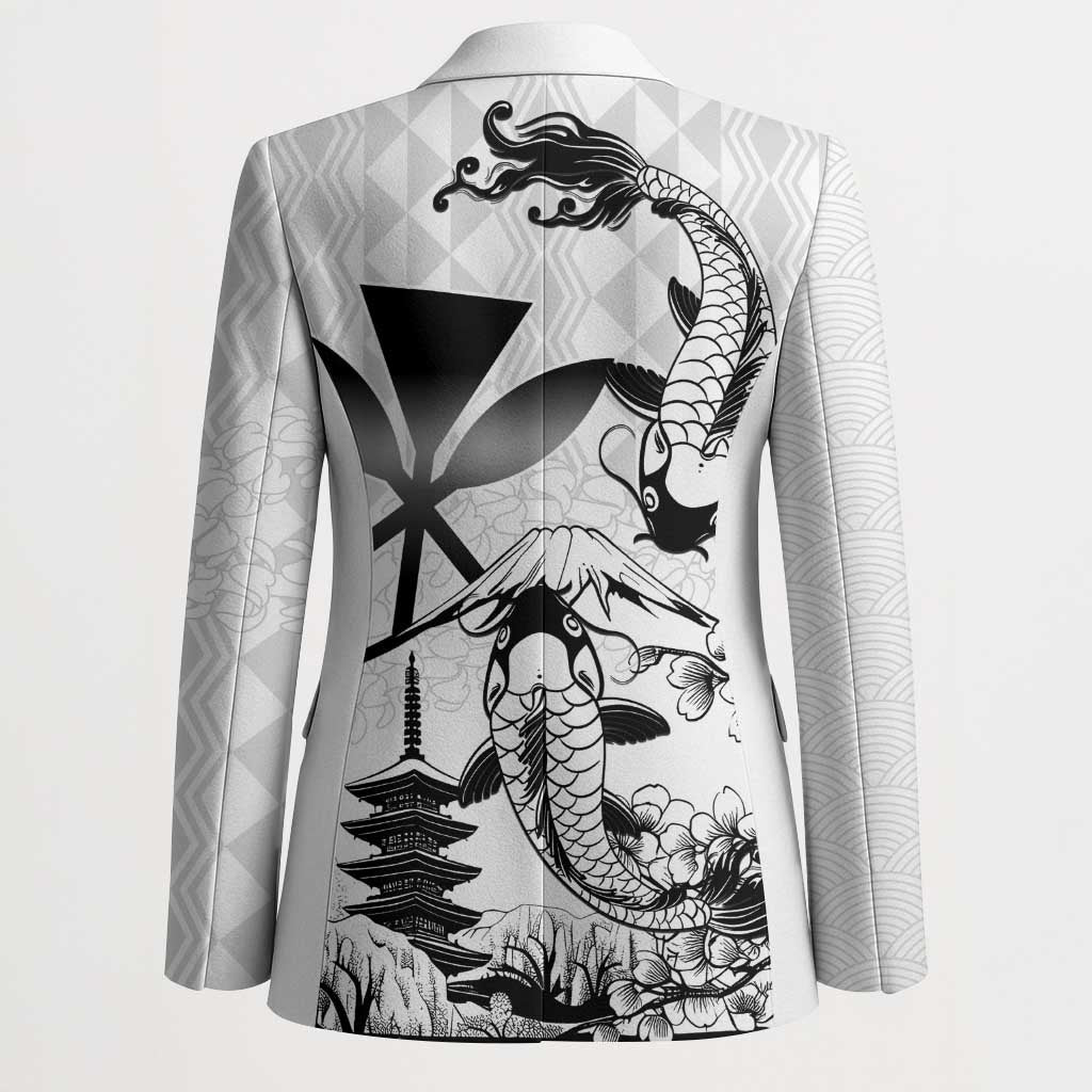 Japan And Hawaii Blazer Sakura Koi Fish Hawaiian Lei Kanaka - Polynesian Pride