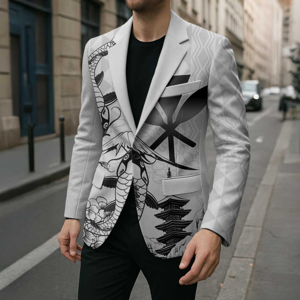 Japan And Hawaii Blazer Sakura Koi Fish Hawaiian Lei Kanaka - Polynesian Pride