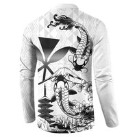 Japan And Hawaii Button Sweatshirt Sakura Koi Fish Hawaiian Lei Kanaka - Polynesian Pride