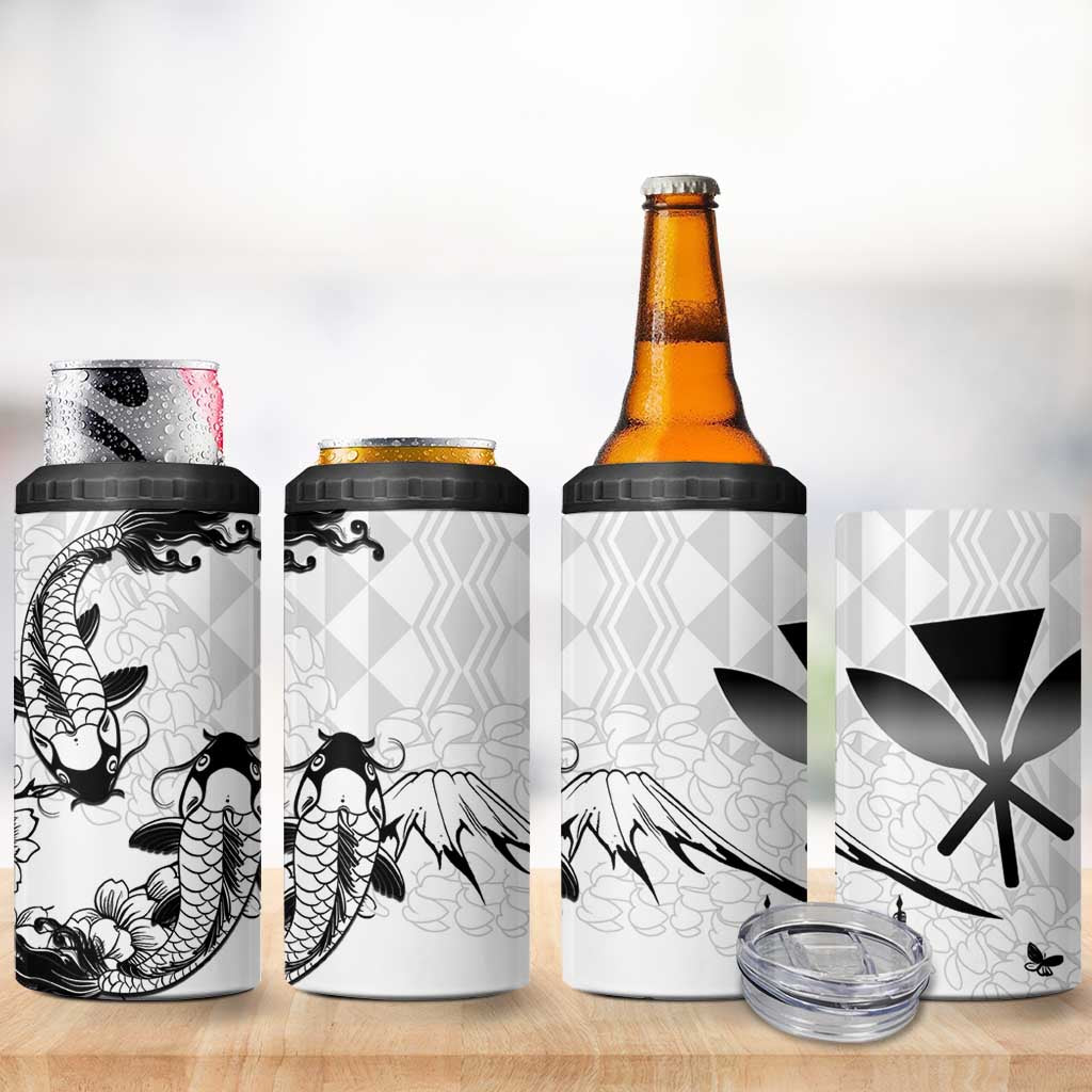 Japan And Hawaii 4 in 1 Can Cooler Tumbler Sakura Koi Fish Hawaiian Lei Kanaka - Polynesian Pride