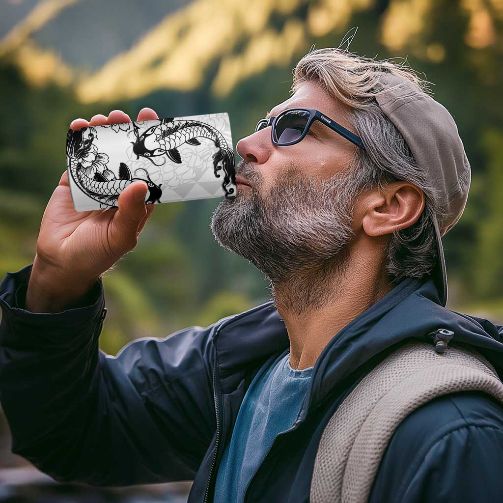 Japan And Hawaii 4 in 1 Can Cooler Tumbler Sakura Koi Fish Hawaiian Lei Kanaka - Polynesian Pride