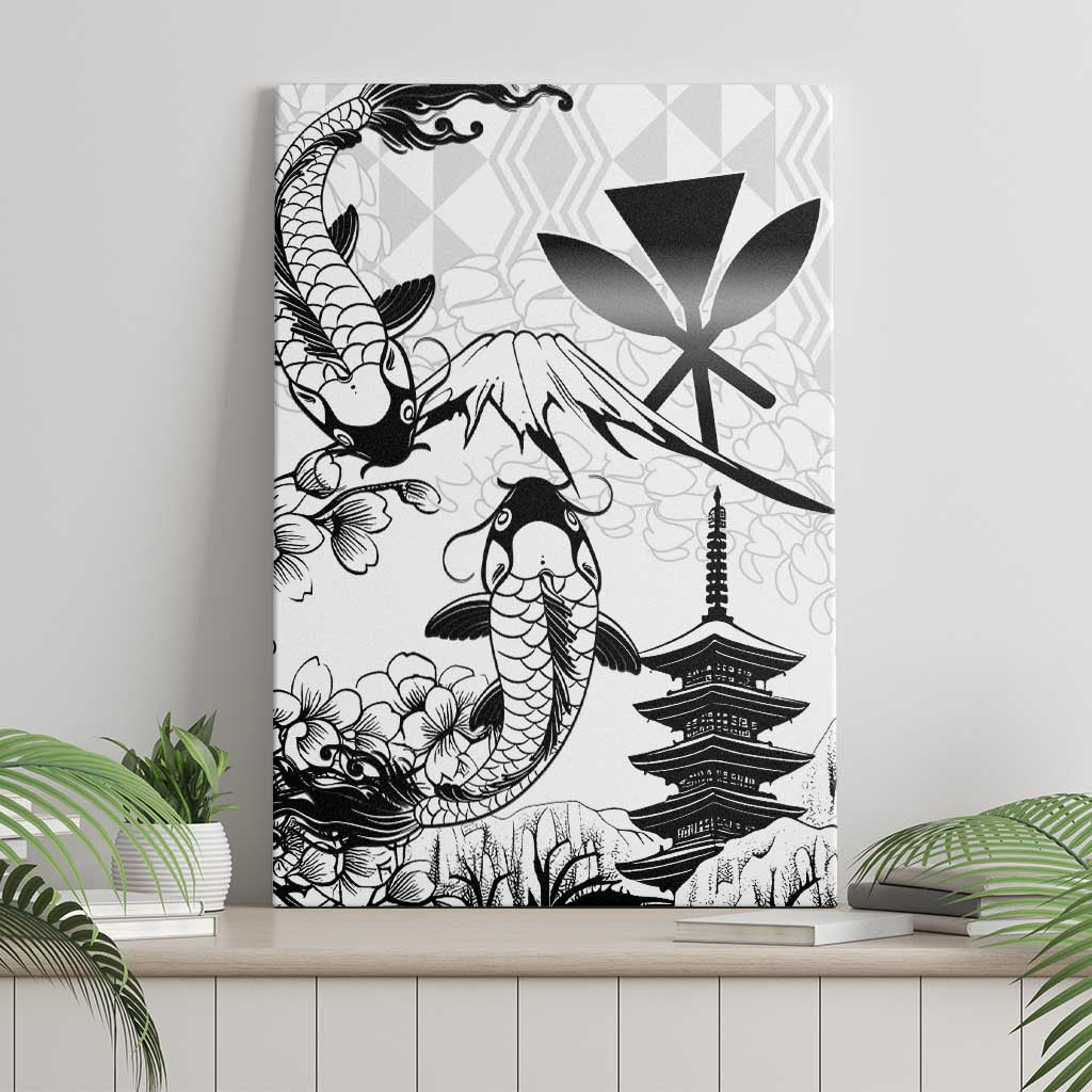 Japan And Hawaii Canvas Wall Art Sakura Koi Fish Hawaiian Lei Kanaka - Polynesian Pride