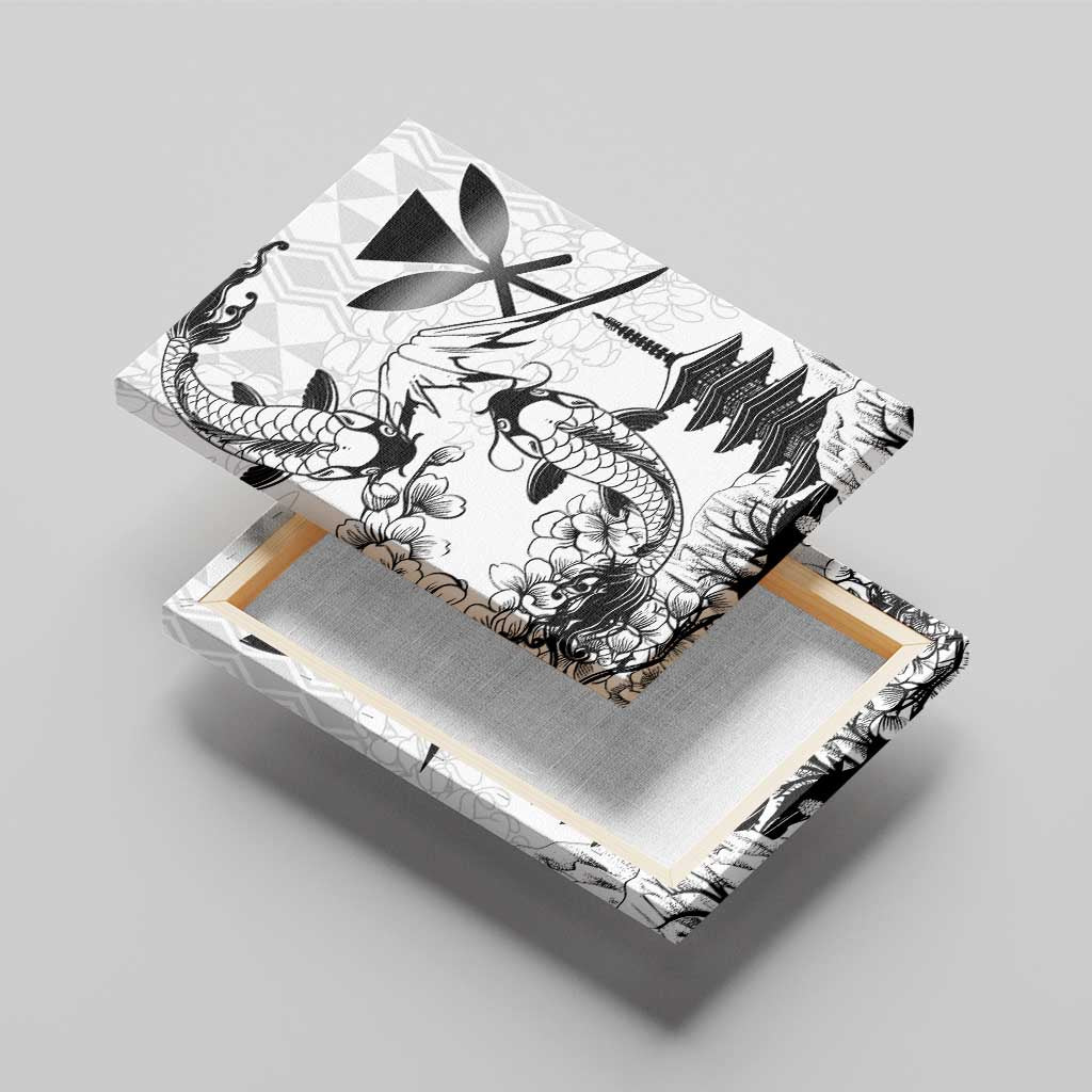 Japan And Hawaii Canvas Wall Art Sakura Koi Fish Hawaiian Lei Kanaka - Polynesian Pride