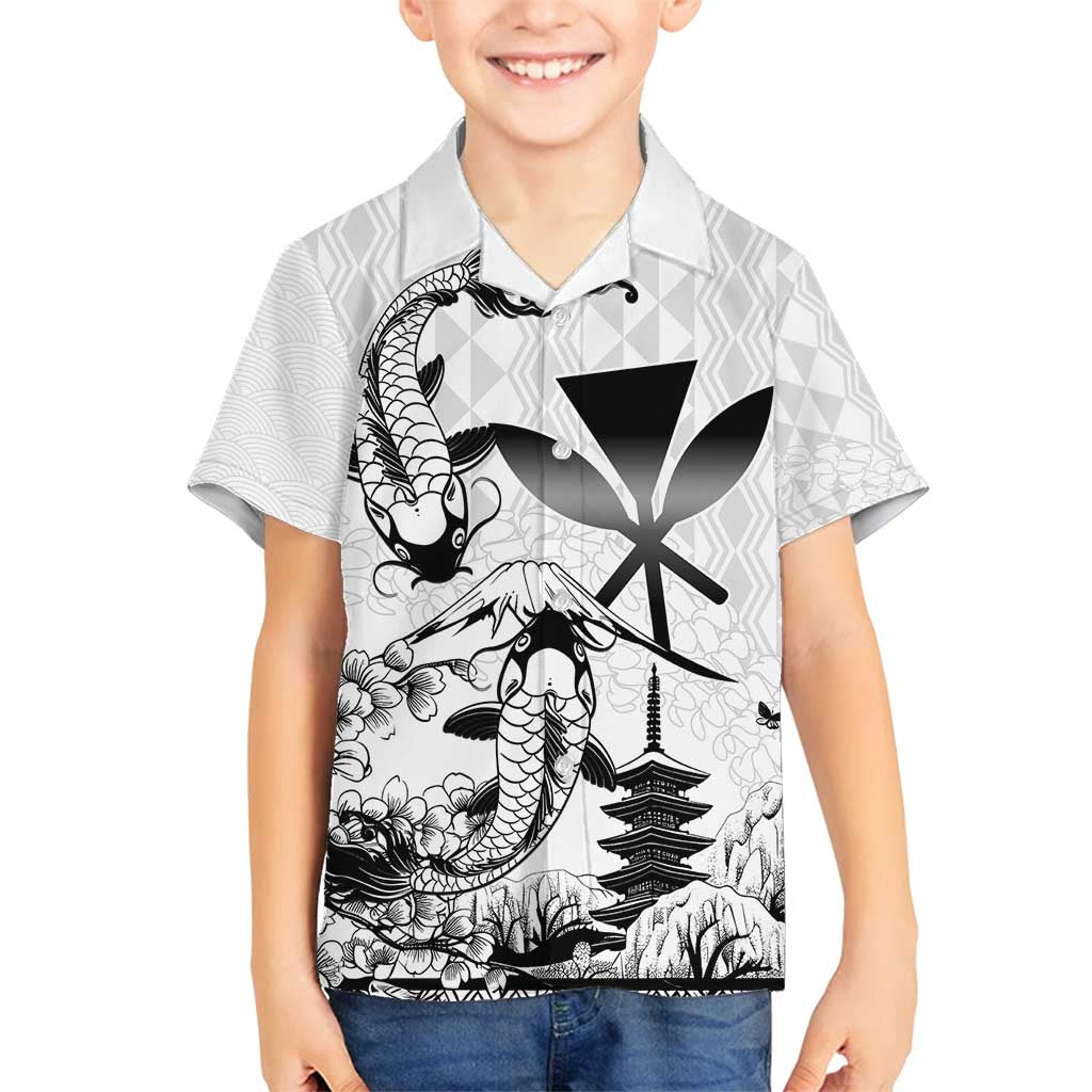 Japan And Hawaii Family Matching Long Sleeve Bodycon Dress and Hawaiian Shirt Sakura Koi Fish Hawaiian Lei Kanaka - Polynesian Pride