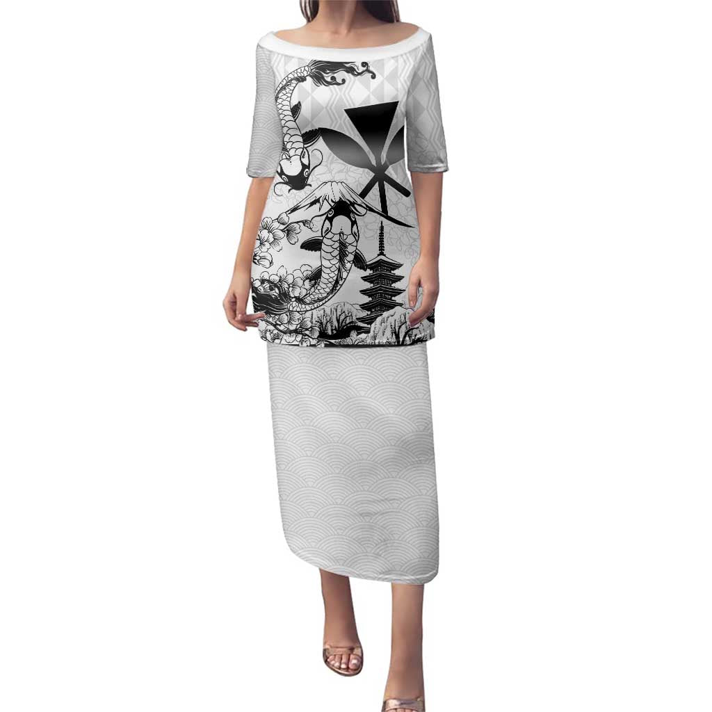 Japan And Hawaii Family Matching Puletasi and Hawaiian Shirt Sakura Koi Fish Hawaiian Lei Kanaka - Polynesian Pride