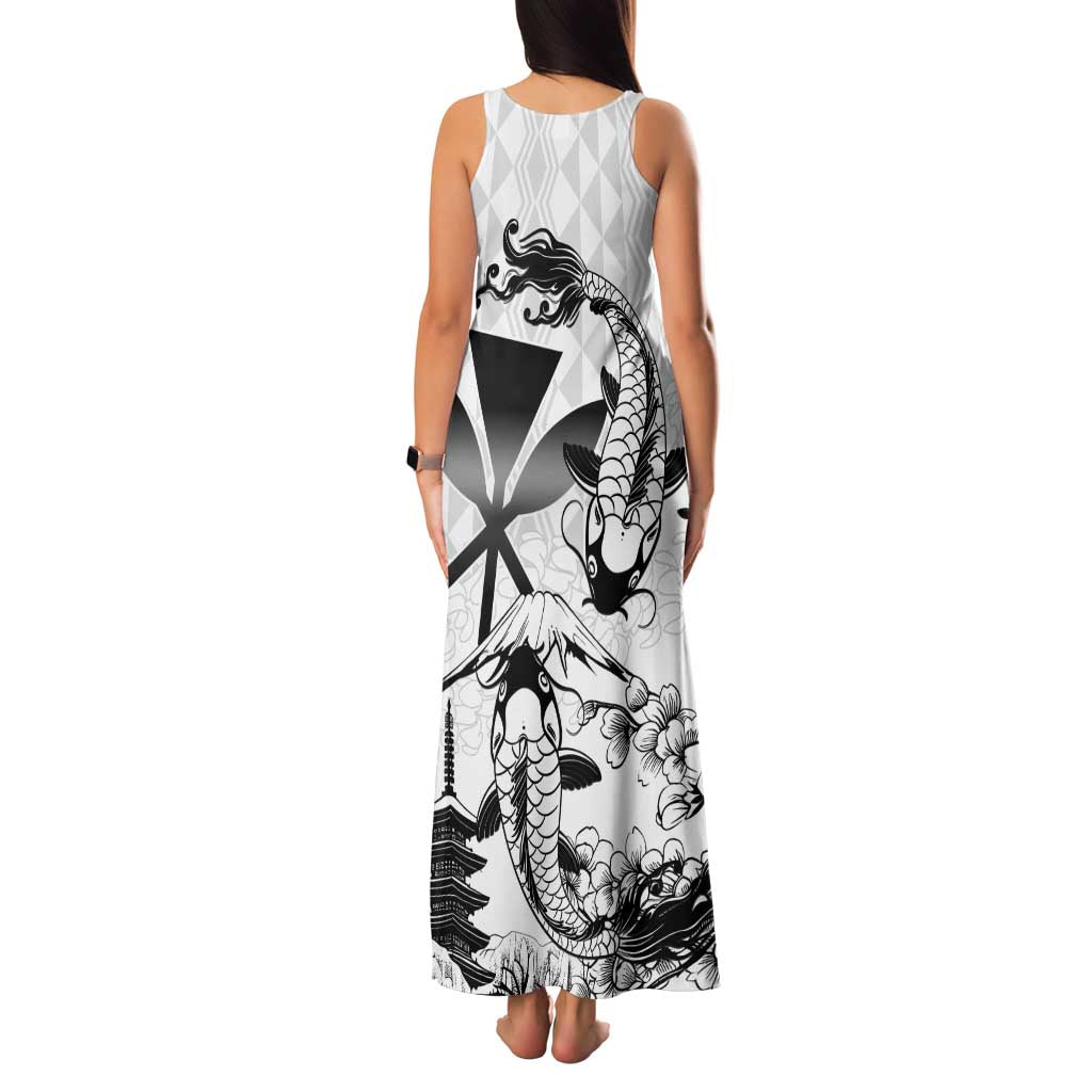 Japan And Hawaii Family Matching Tank Maxi Dress and Hawaiian Shirt Sakura Koi Fish Hawaiian Lei Kanaka - Polynesian Pride