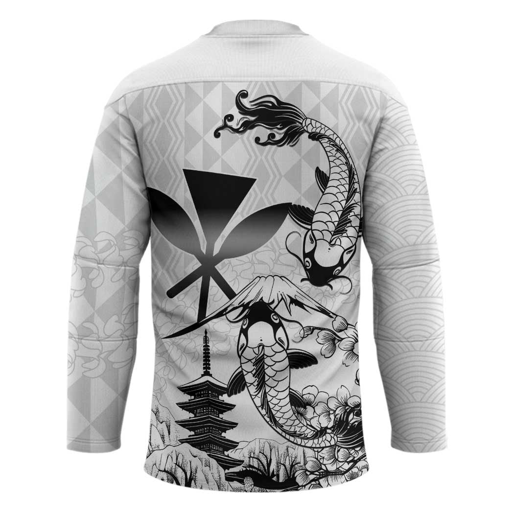 Japan And Hawaii Hockey Jersey Sakura Koi Fish Hawaiian Lei Kanaka - Polynesian Pride