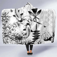 Japan And Hawaii Hooded Blanket Sakura Koi Fish Hawaiian Lei Kanaka - Polynesian Pride