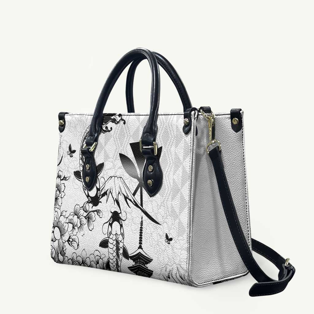 Japan And Hawaii Leather Bag Sakura Koi Fish Hawaiian Lei Kanaka - Polynesian Pride