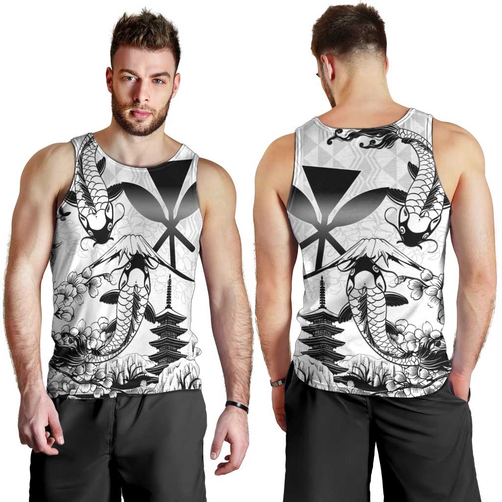 Japan And Hawaii Men Tank Top Sakura Koi Fish Hawaiian Lei Kanaka - Polynesian Pride