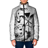 Japan And Hawaii Padded Jacket Sakura Koi Fish Hawaiian Lei Kanaka - Polynesian Pride