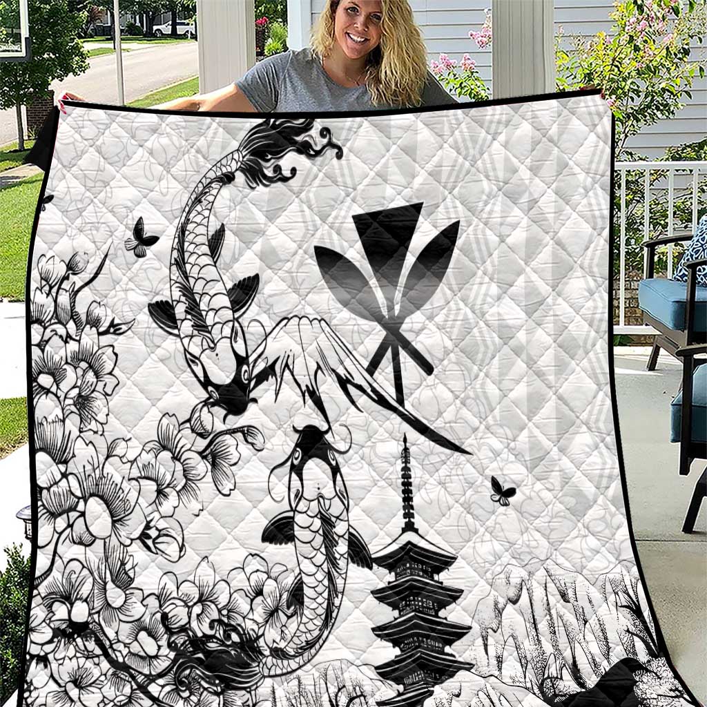 Japan And Hawaii Quilt Sakura Koi Fish Hawaiian Lei Kanaka - Polynesian Pride