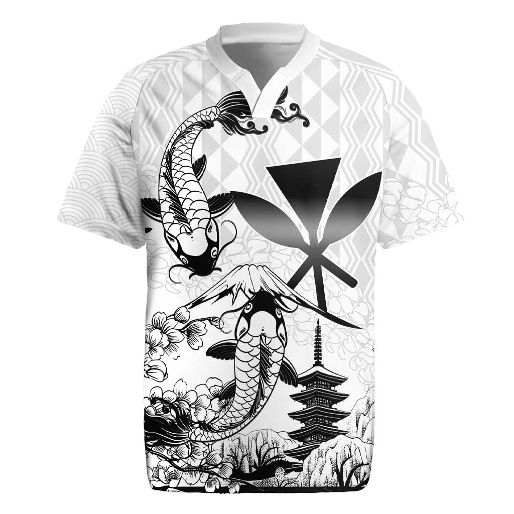 Japan And Hawaii Rugby Jersey Sakura Koi Fish Hawaiian Lei Kanaka - Polynesian Pride