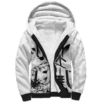Japan And Hawaii Sherpa Hoodie Sakura Koi Fish Hawaiian Lei Kanaka - Polynesian Pride
