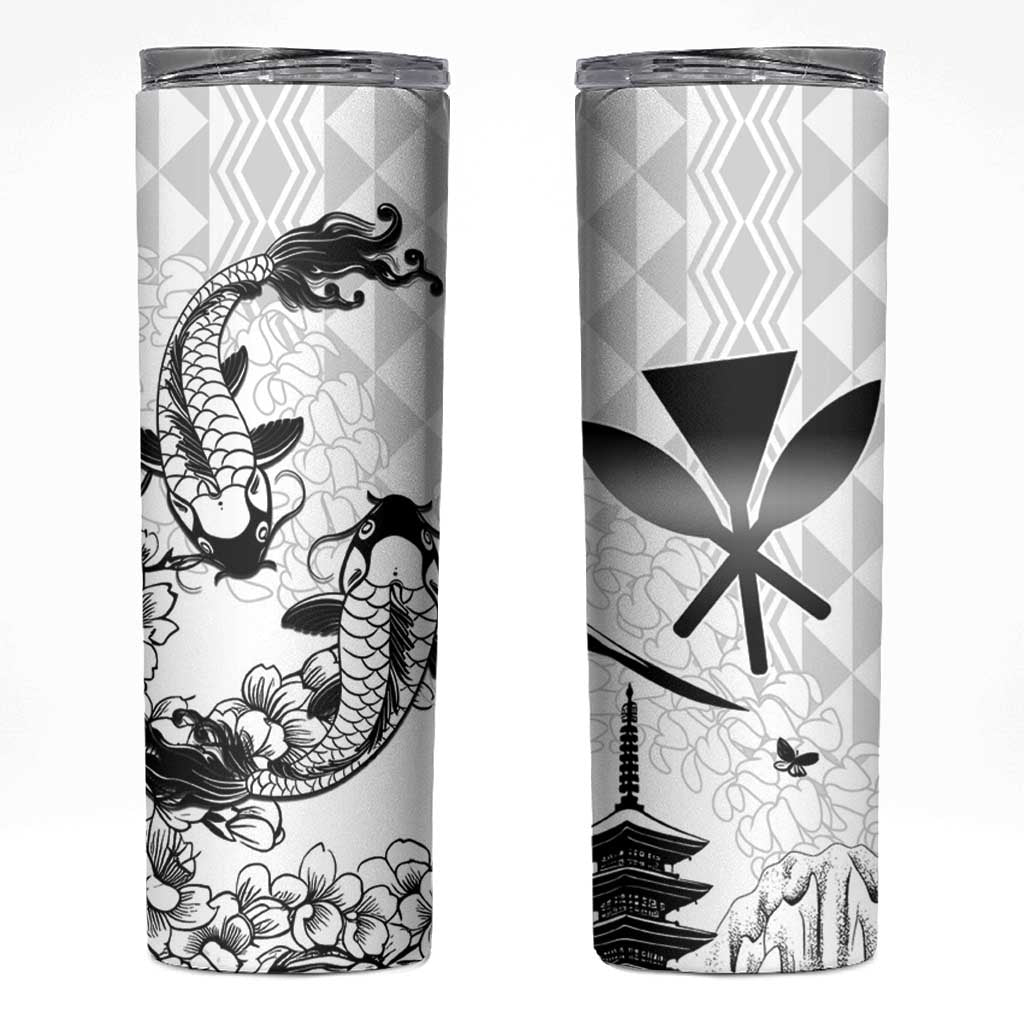 Japan And Hawaii Skinny Tumbler Sakura Koi Fish Hawaiian Lei Kanaka - Polynesian Pride
