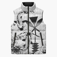Japan And Hawaii Sleeveless Puffer Jacket Sakura Koi Fish Hawaiian Lei Kanaka - Polynesian Pride