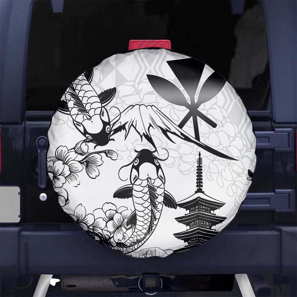 Japan And Hawaii Spare Tire Cover Sakura Koi Fish Hawaiian Lei Kanaka - Polynesian Pride
