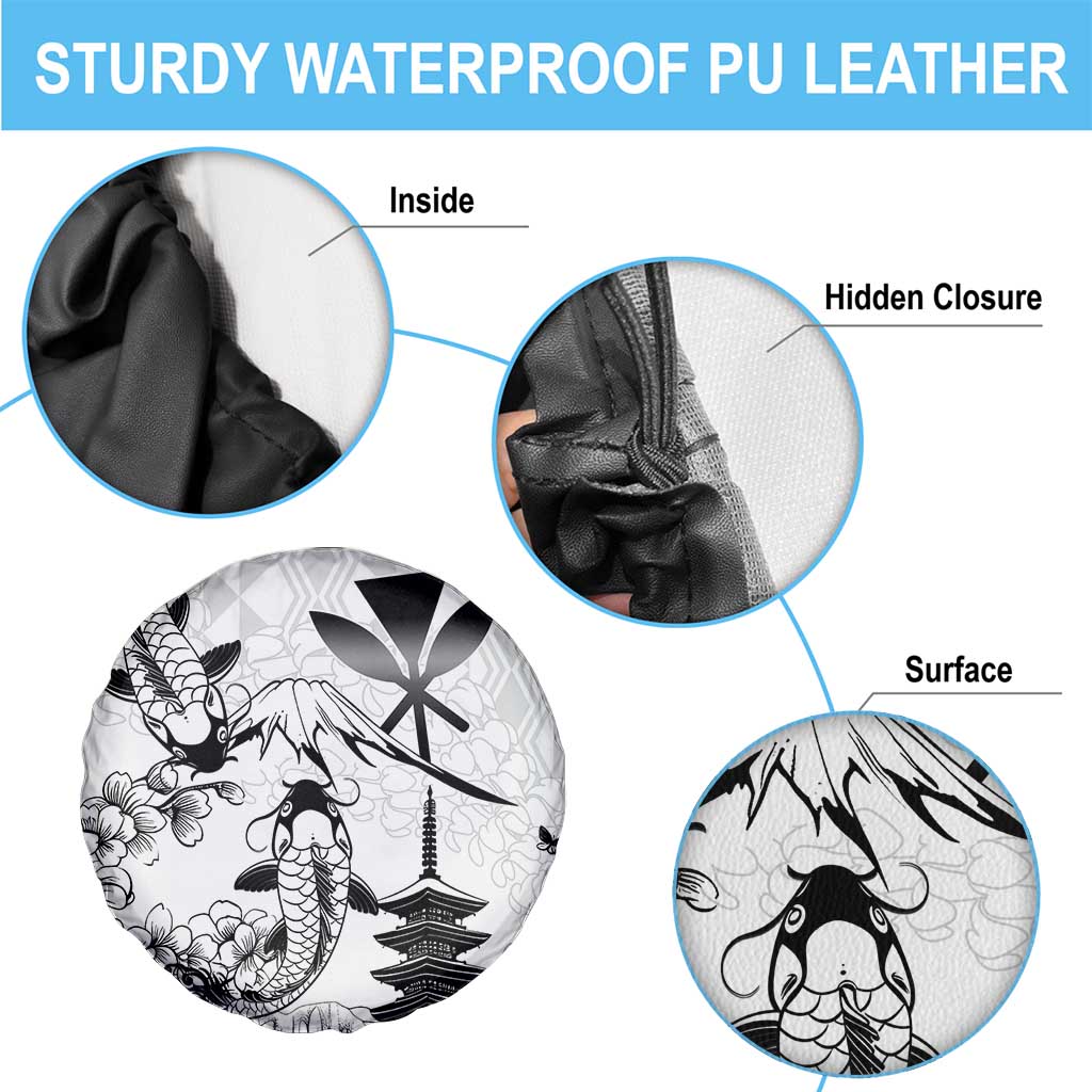 Japan And Hawaii Spare Tire Cover Sakura Koi Fish Hawaiian Lei Kanaka - Polynesian Pride