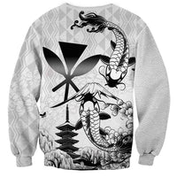 Japan And Hawaii Sweatshirt Sakura Koi Fish Hawaiian Lei Kanaka - Polynesian Pride