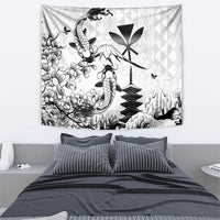 Japan And Hawaii Tapestry Sakura Koi Fish Hawaiian Lei Kanaka - Polynesian Pride