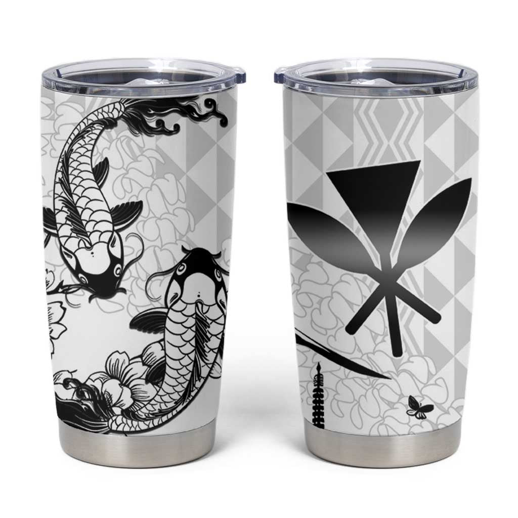 Japan And Hawaii Tumbler Cup Sakura Koi Fish Hawaiian Lei Kanaka - Polynesian Pride