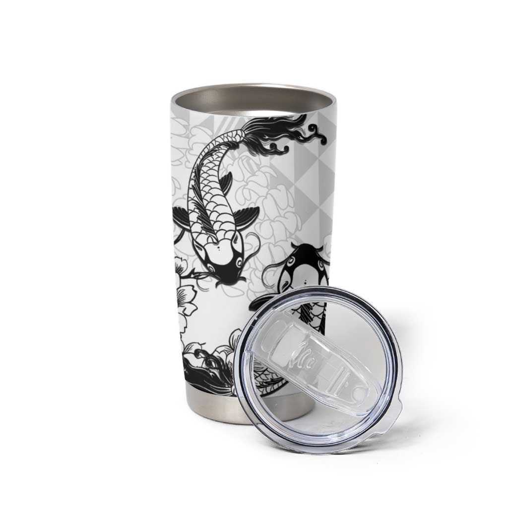 Japan And Hawaii Tumbler Cup Sakura Koi Fish Hawaiian Lei Kanaka - Polynesian Pride