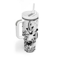 Japan And Hawaii Tumbler With Handle Sakura Koi Fish Hawaiian Lei Kanaka - Polynesian Pride