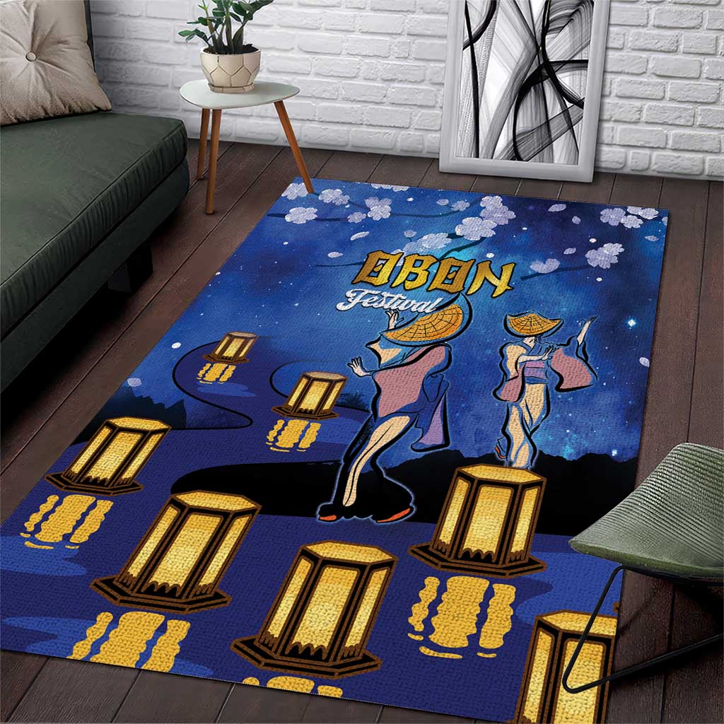 Japan Obon Festival Area Rug Sakura Lanterns With Bon Dance - Polynesian Pride