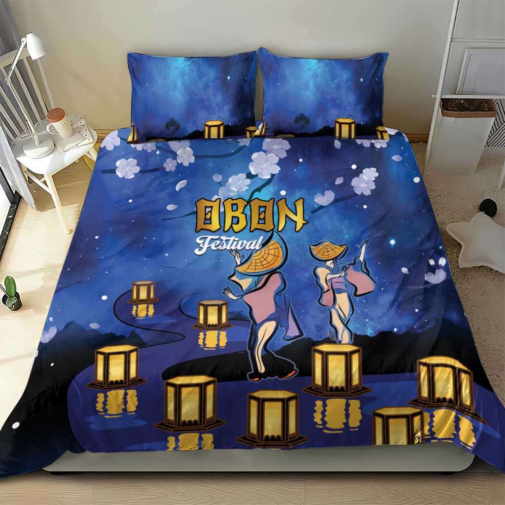 Japan Obon Festival Bedding Set Sakura Lanterns With Bon Dance - Polynesian Pride