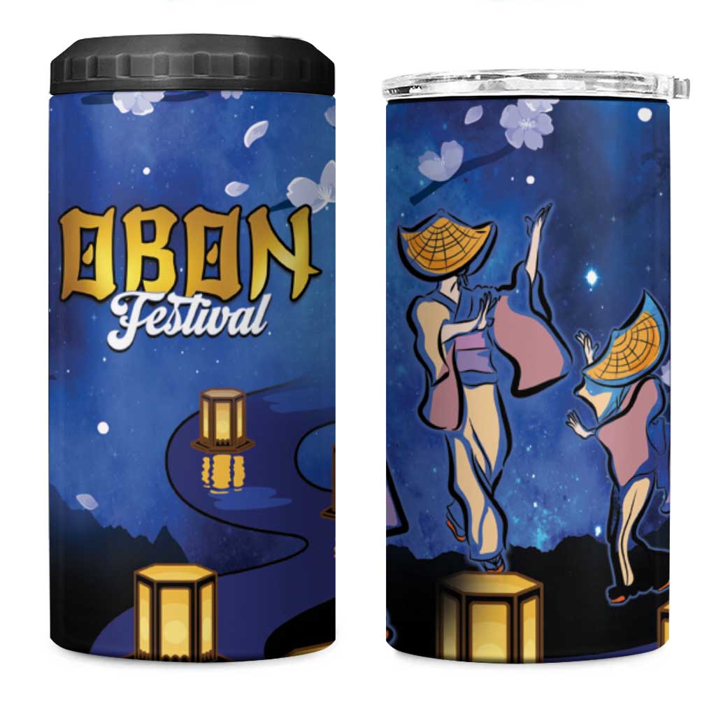 Japan Obon Festival 4 in 1 Can Cooler Tumbler Sakura Lanterns With Bon Dance - Polynesian Pride