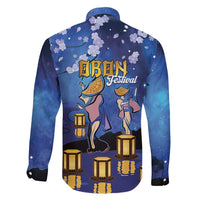 Japan Obon Festival Family Matching Long Sleeve Bodycon Dress and Hawaiian Shirt Sakura Lanterns With Bon Dance - Polynesian Pride