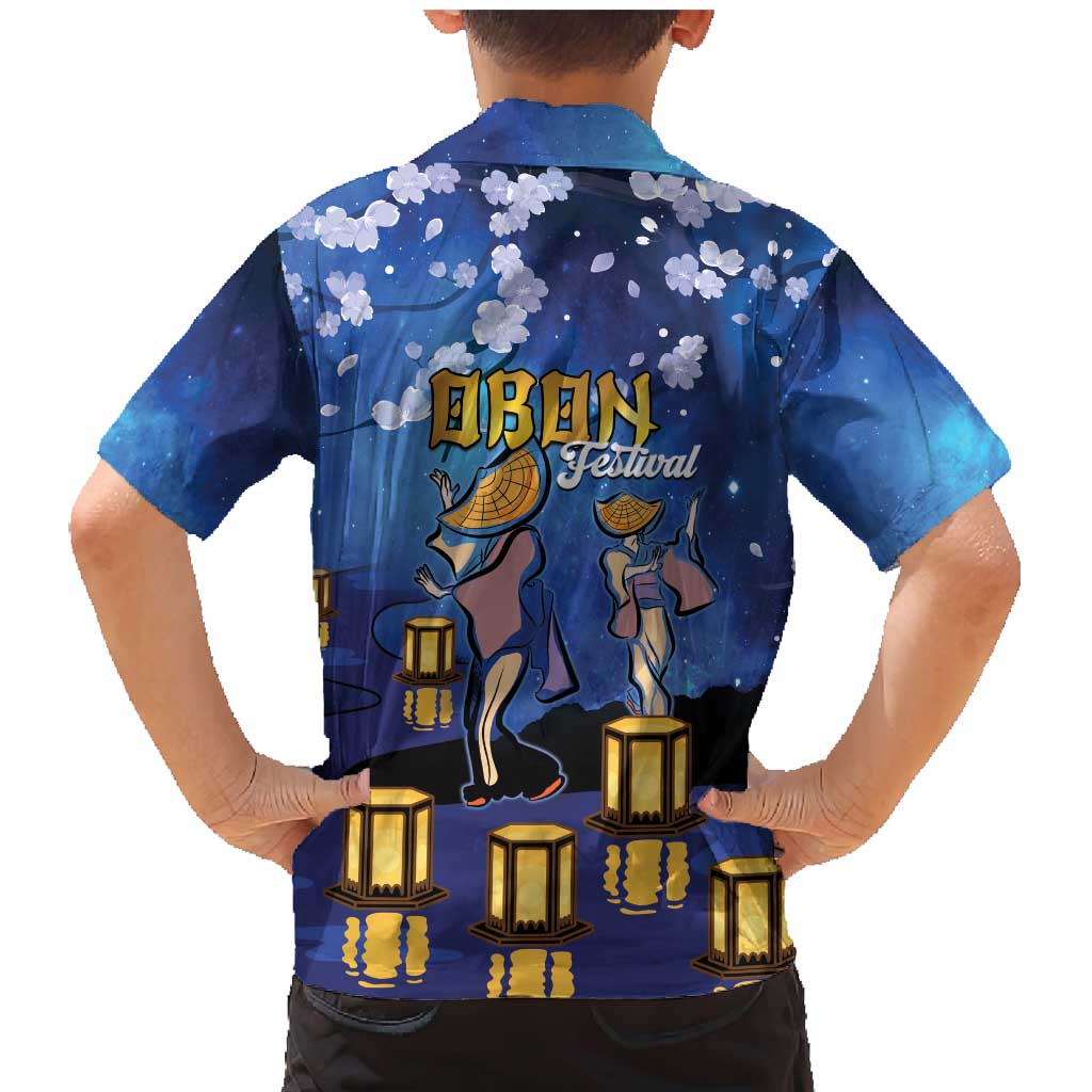 Japan Obon Festival Family Matching Mermaid Dress and Hawaiian Shirt Sakura Lanterns With Bon Dance - Polynesian Pride