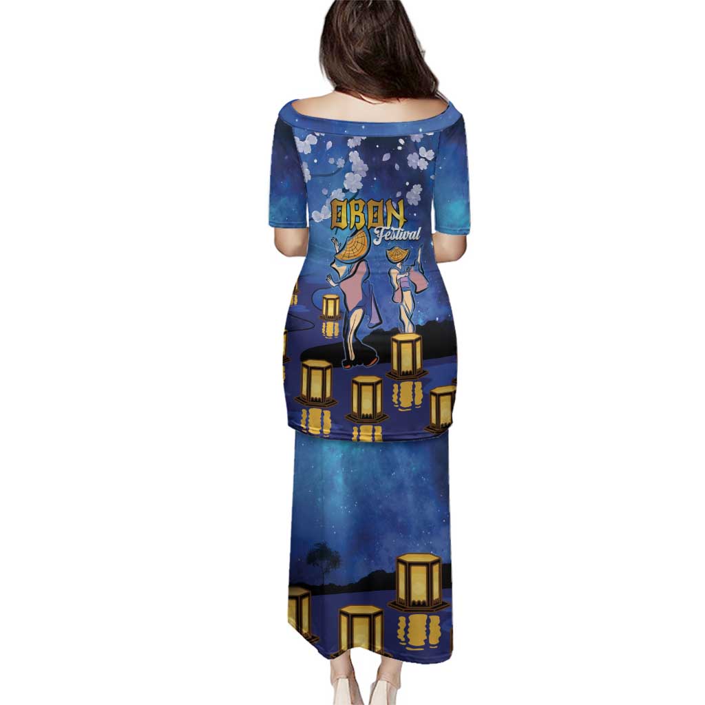 Japan Obon Festival Family Matching Puletasi and Hawaiian Shirt Sakura Lanterns With Bon Dance - Polynesian Pride