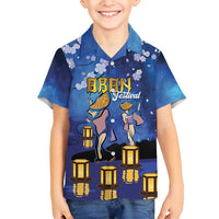 Japan Obon Festival Family Matching Summer Maxi Dress and Hawaiian Shirt Sakura Lanterns With Bon Dance - Polynesian Pride