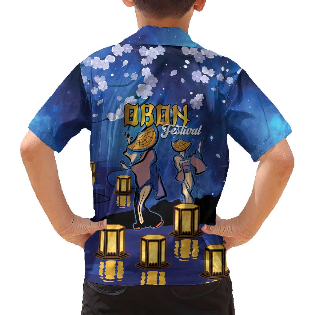 Japan Obon Festival Family Matching Tank Maxi Dress and Hawaiian Shirt Sakura Lanterns With Bon Dance - Polynesian Pride