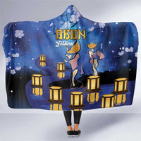 Japan Obon Festival Hooded Blanket Sakura Lanterns With Bon Dance LT14 One Size Blue - Polynesian Pride