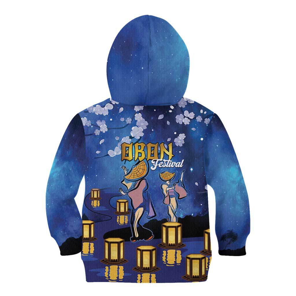 Japan Obon Festival Kid Hoodie Sakura Lanterns With Bon Dance LT14 - Polynesian Pride