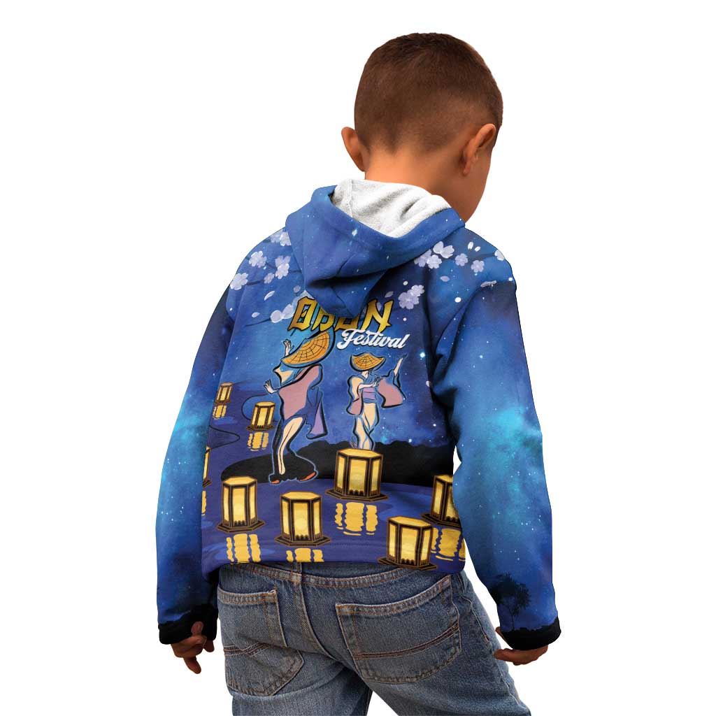Japan Obon Festival Kid Hoodie Sakura Lanterns With Bon Dance LT14 - Polynesian Pride
