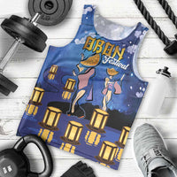 Japan Obon Festival Men Tank Top Sakura Lanterns With Bon Dance - Polynesian Pride