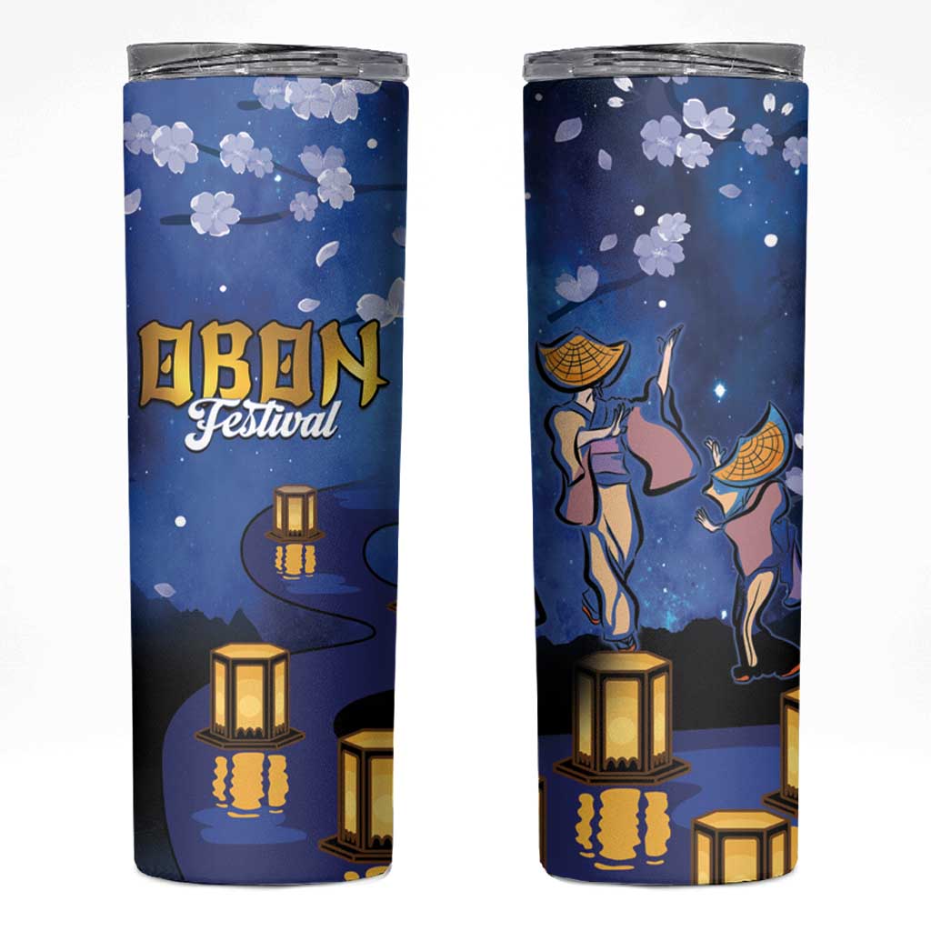 Japan Obon Festival Skinny Tumbler Sakura Lanterns With Bon Dance - Polynesian Pride