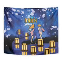 Japan Obon Festival Tapestry Sakura Lanterns With Bon Dance - Polynesian Pride