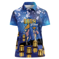 Japan Obon Festival Women Polo Shirt Sakura Lanterns With Bon Dance - Polynesian Pride
