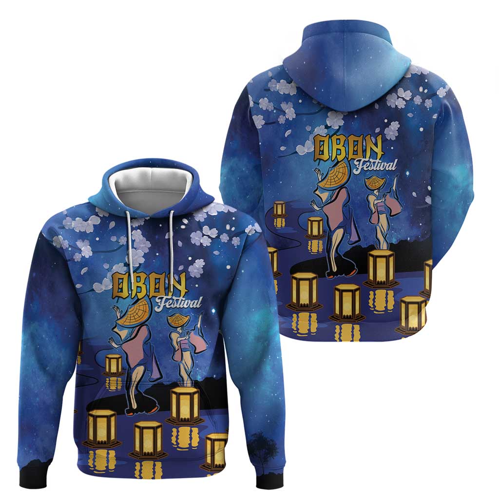 Japan Obon Festival Zip Hoodie Sakura Lanterns With Bon Dance - Polynesian Pride