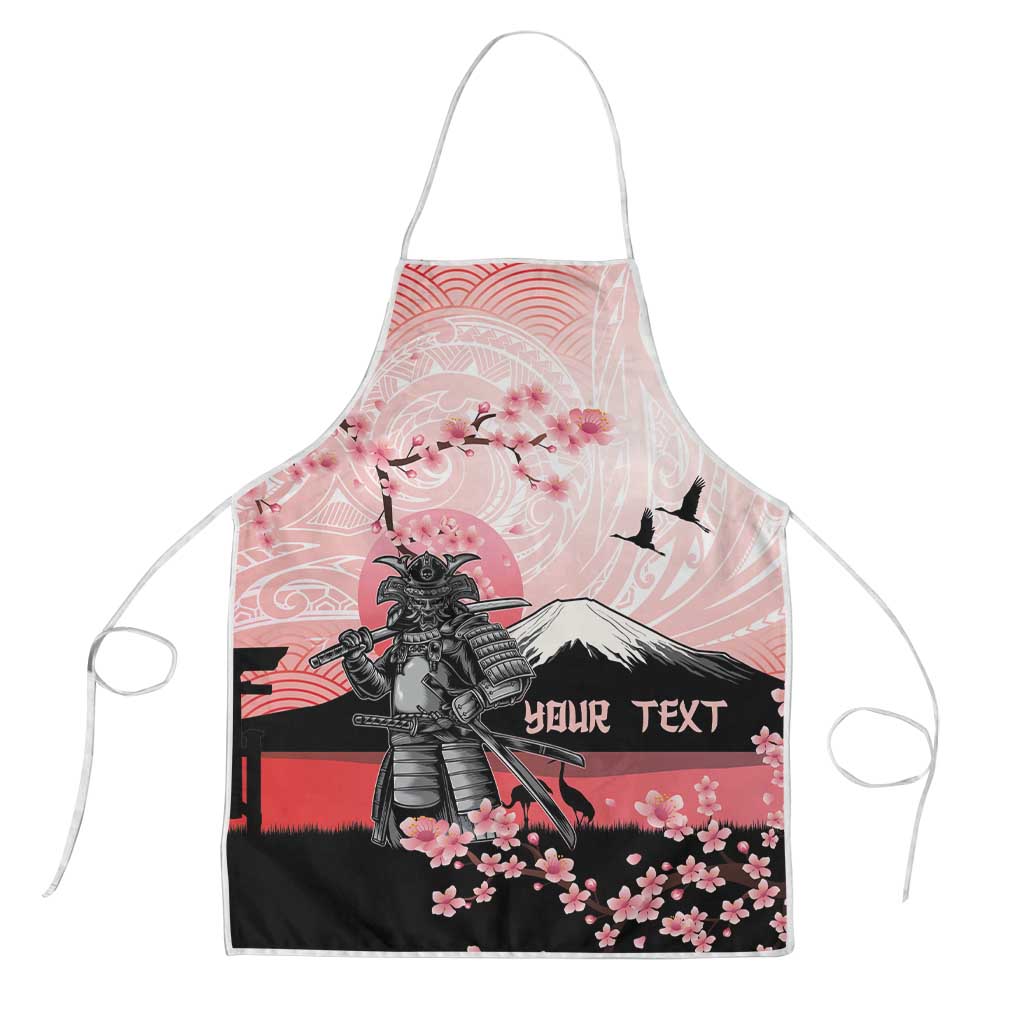 Personalised Japan Samurai Warrior Apron Japanese Cherry Blossom Polynesian Pattern - Polynesian Pride