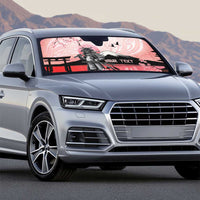 Personalised Japan Samurai Warrior Auto Sun Shade Japanese Cherry Blossom Polynesian Pattern - Polynesian Pride