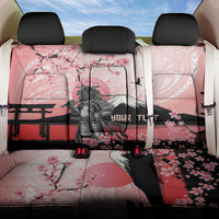 Personalised Japan Samurai Warrior Back Car Seat Cover Japanese Cherry Blossom Polynesian Pattern - Polynesian Pride